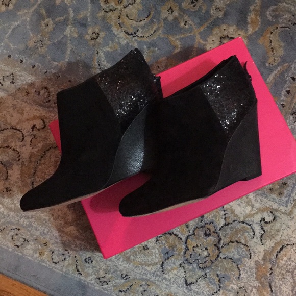 Tracy Reese Shoes - Tracey Reese suede and glitter wedge booties